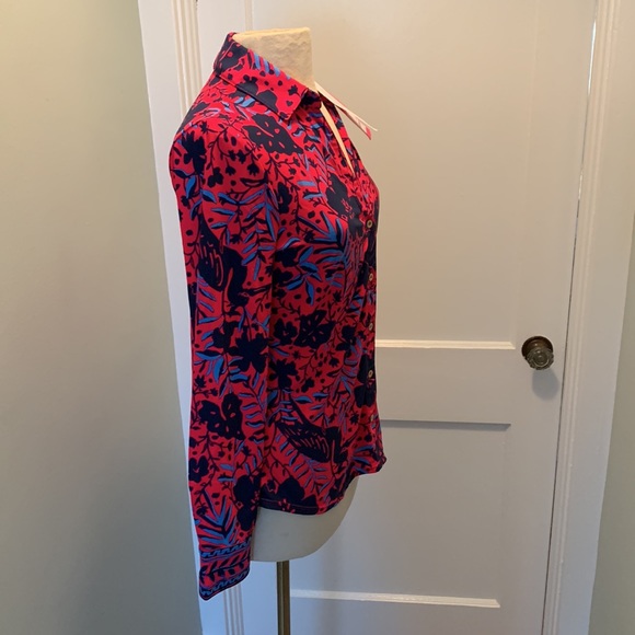 Lilly Pulitzer Chillylilly Marlena Button Down Top Ruby Red Heron My Own Sz: Med - Picture 5 of 11